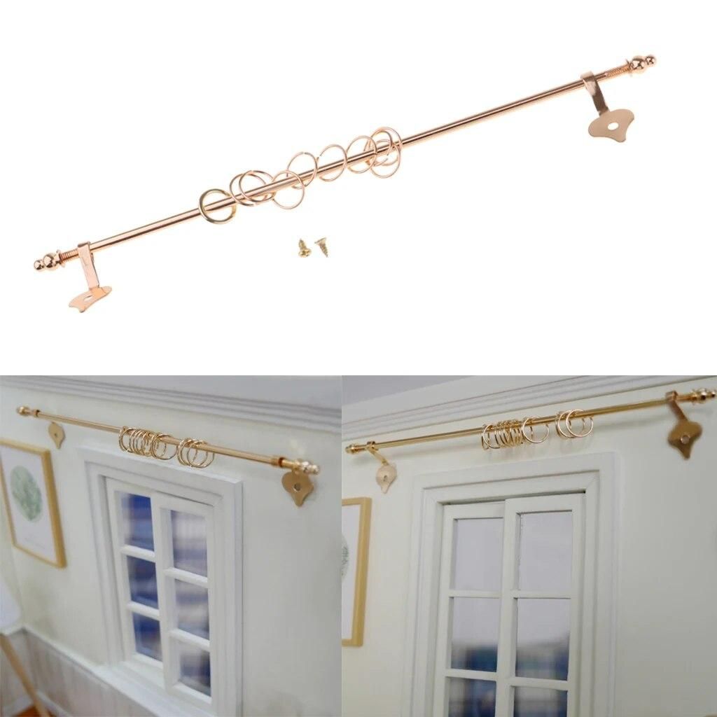 12th Dolls House Mini Curtain Rod Golden Exquisite Furniture Accessories