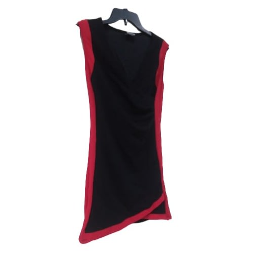 Women's Short Dress - Black With Red Sided Design