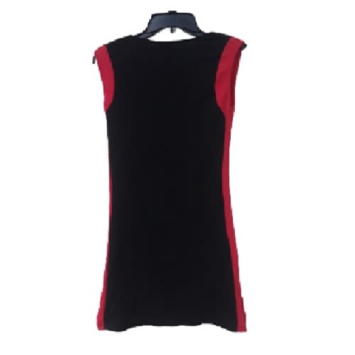 Women's Short Dress - Black With Red Sided Design