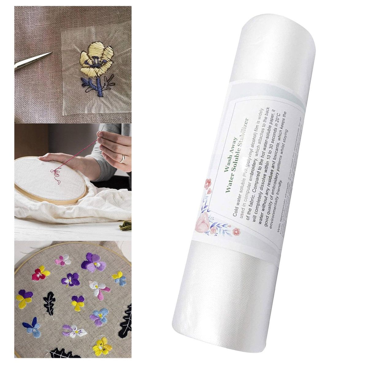 30Yd 20cm Tear Away Water Soluble Embroidery Stabilizer Clear Film