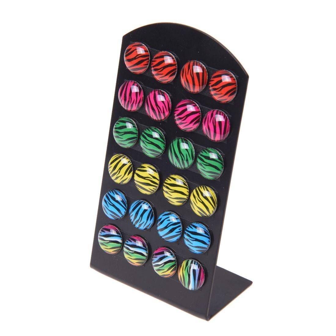 12 Pairs Women Colorful Round Ear Studs Earrings