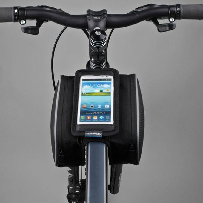 Cycling Bike Front Frame Bag Tube Pannier Touch Screen Cellphone Bicycle Accessories  Road    Bike Riding Bag Black