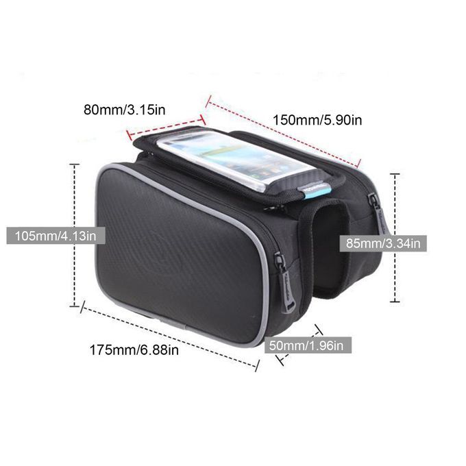 Cycling Bike Front Frame Bag Tube Pannier Touch Screen Cellphone Bicycle Accessories  Road    Bike Riding Bag Black