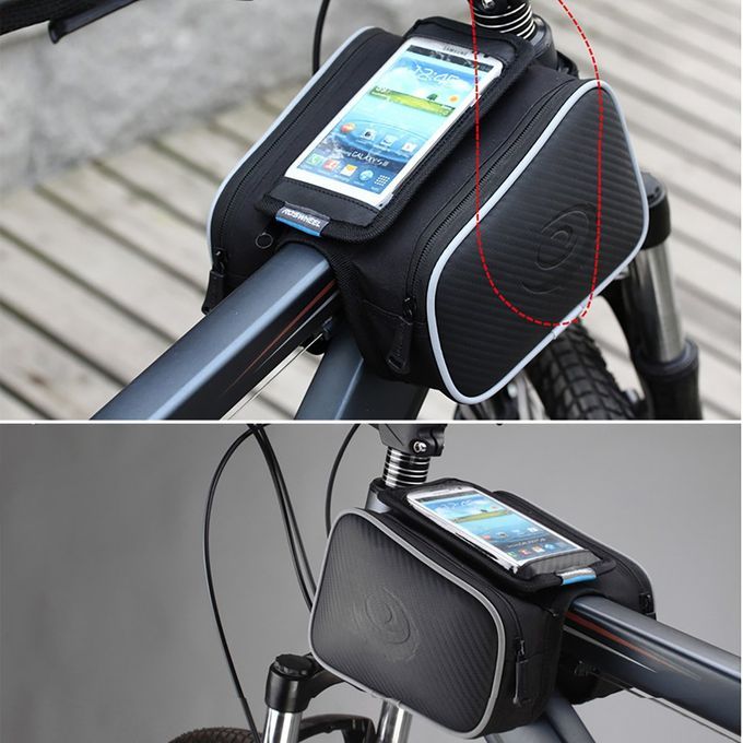 Cycling Bike Front Frame Bag Tube Pannier Touch Screen Cellphone Bicycle Accessories  Road    Bike Riding Bag Black