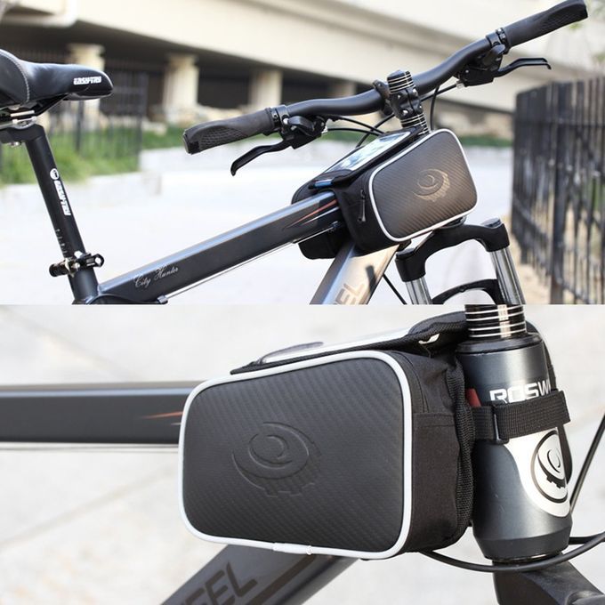 Cycling Bike Front Frame Bag Tube Pannier Touch Screen Cellphone Bicycle Accessories  Road    Bike Riding Bag Black
