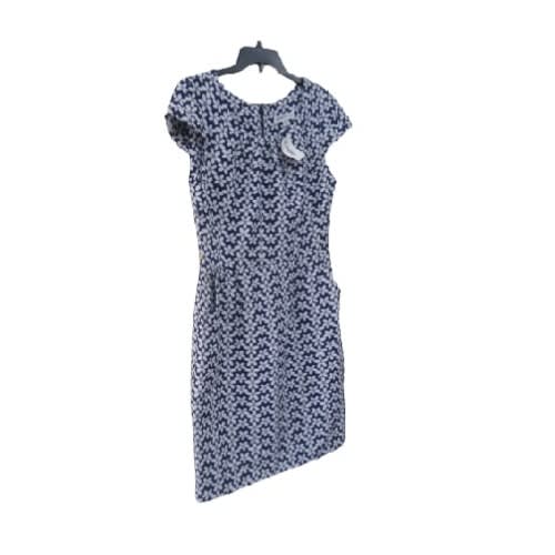 Women's Short Dress- Navy Blue With Rose Design