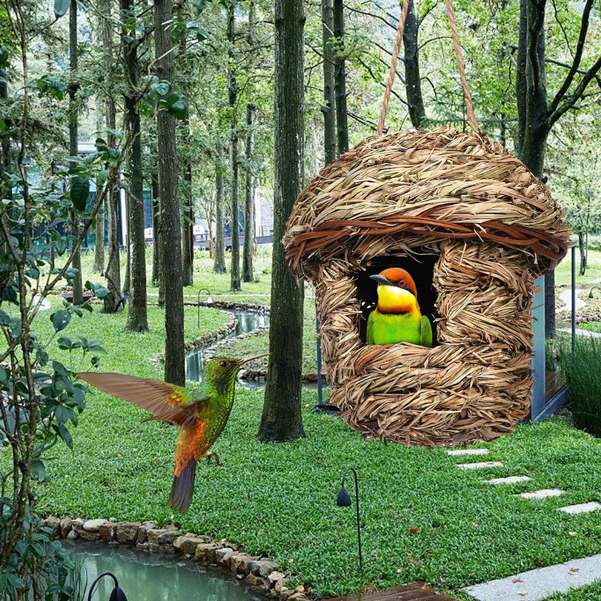 Bird Hut Outdoor Hanging Hummingbird House B