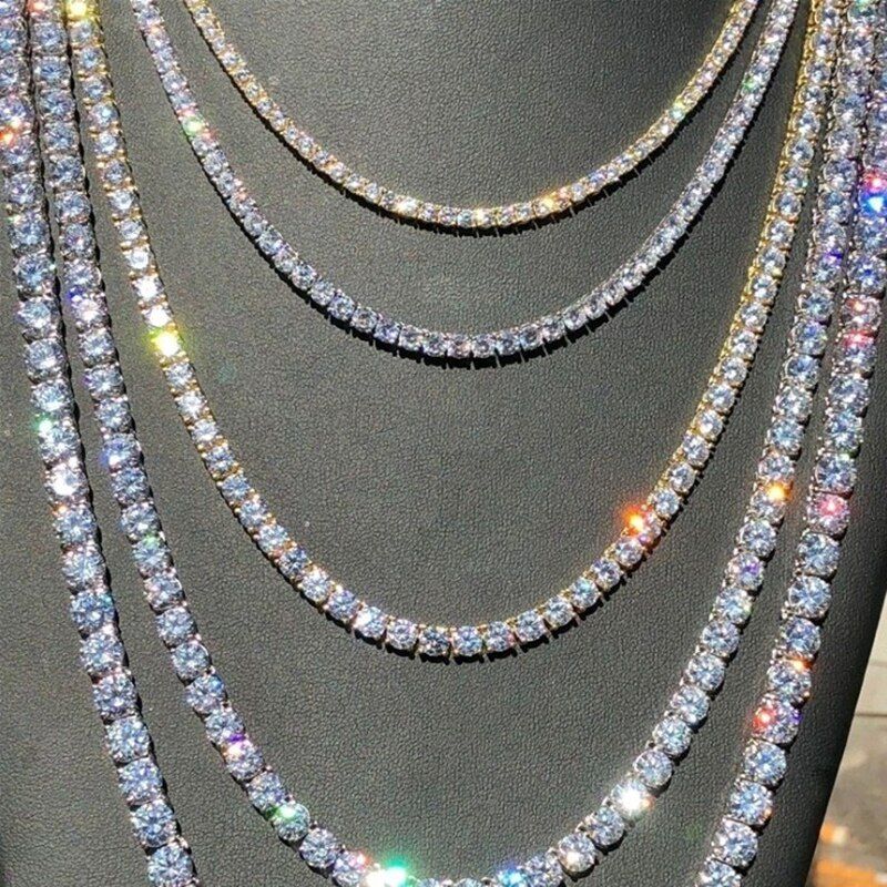 Custom Bling Bling Rhinestone Tennis Chain Necklace Men's