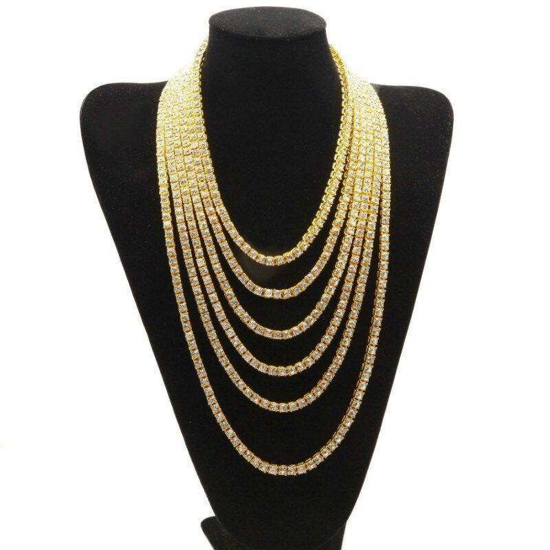 Custom Bling Bling Rhinestone Tennis Chain Necklace Men's