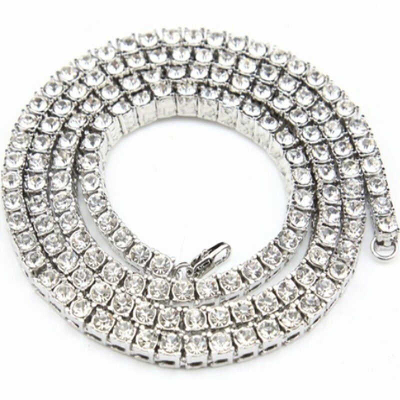 Custom Bling Bling Rhinestone Tennis Chain Necklace Men's