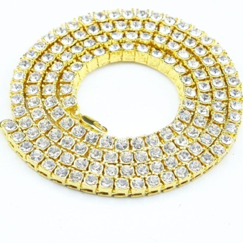 Custom Bling Bling Rhinestone Tennis Chain Necklace Men's