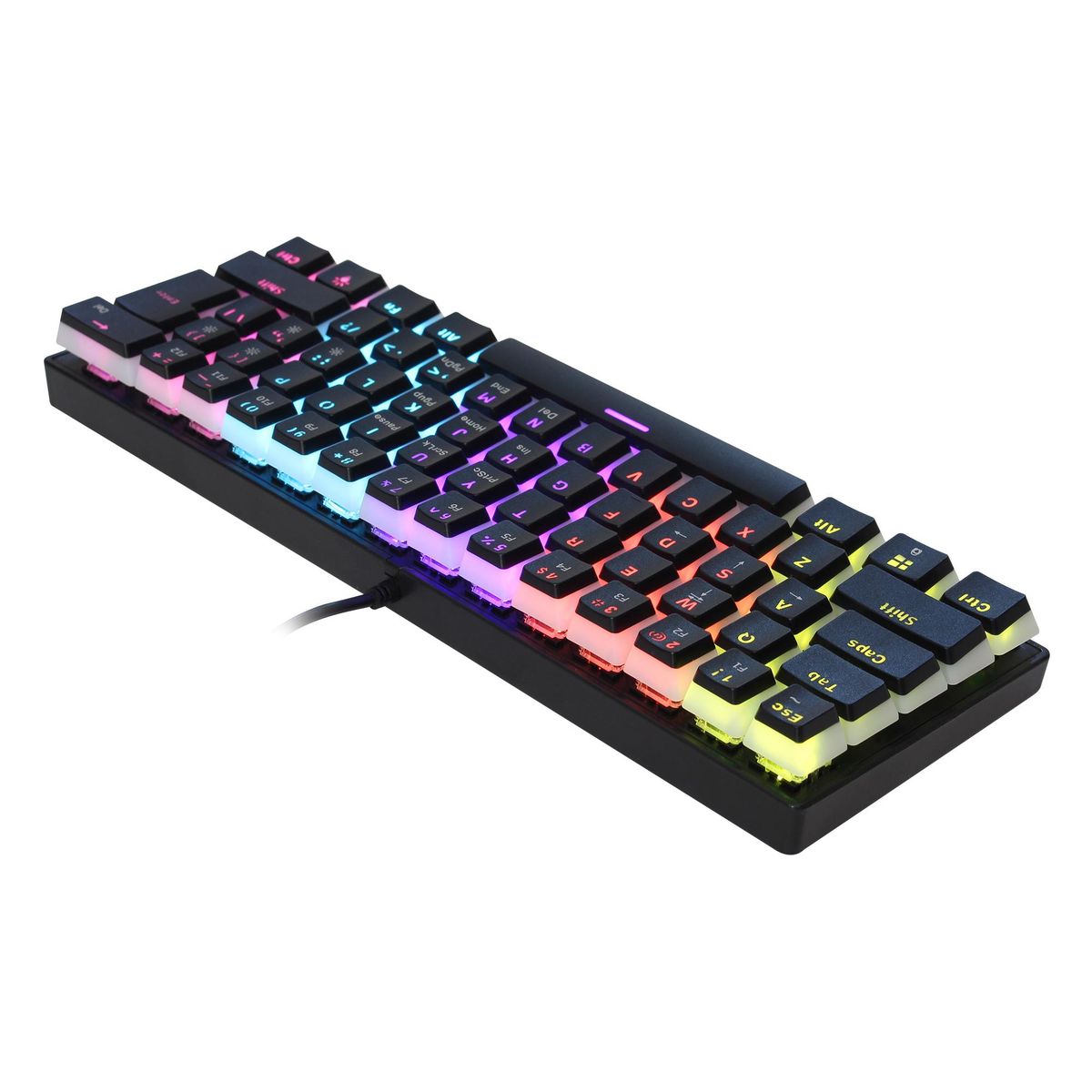 HXSJ Wired Gaming Keyboard 61 Keys 12 Colorful Mixed Backlit Mechanical Keyboard with Mechanical Green Switch Pudding keyCap Support 21-key Conflict-free Input