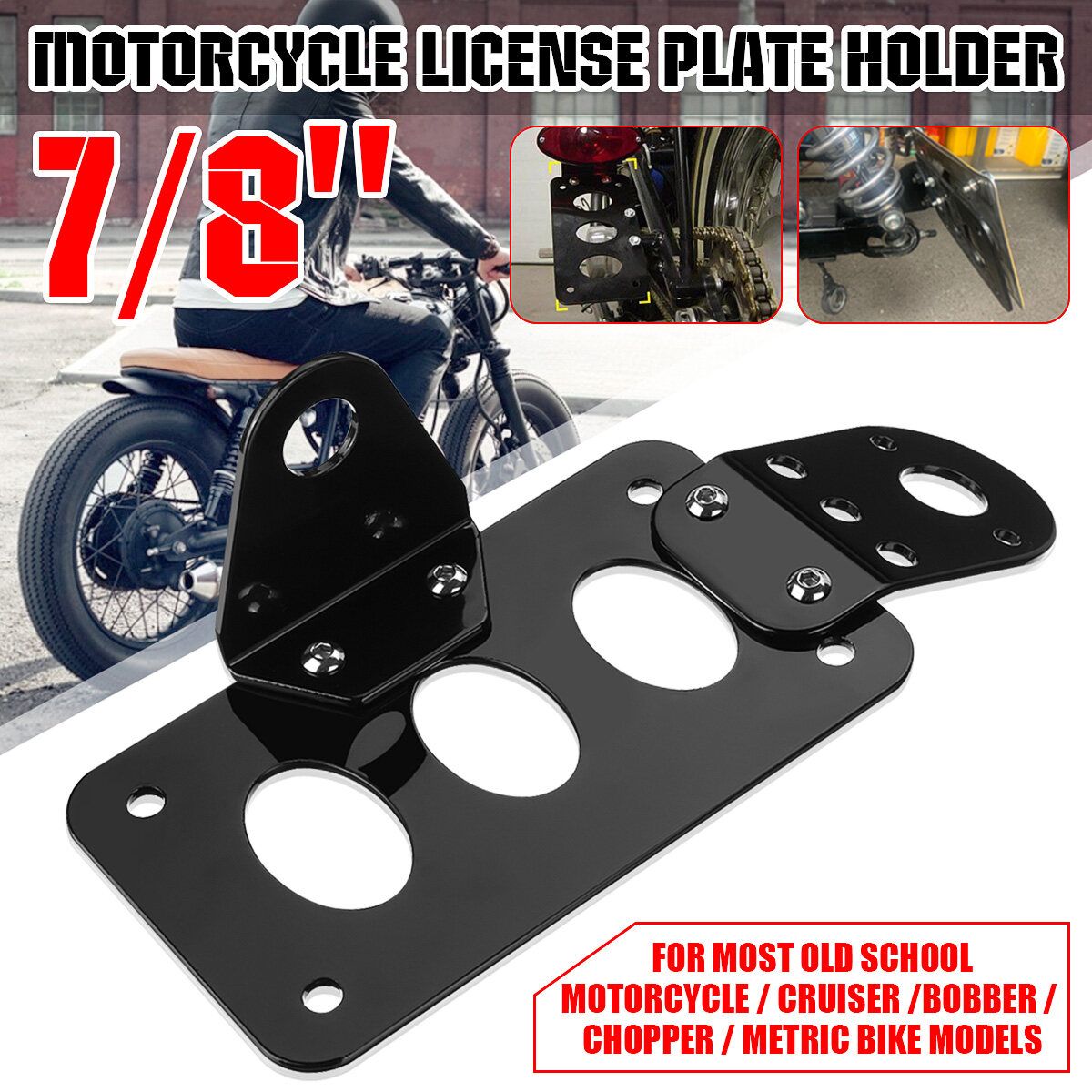 Motorcycle Side Mounted Number Plate Holder Tail Light Bracket Frame