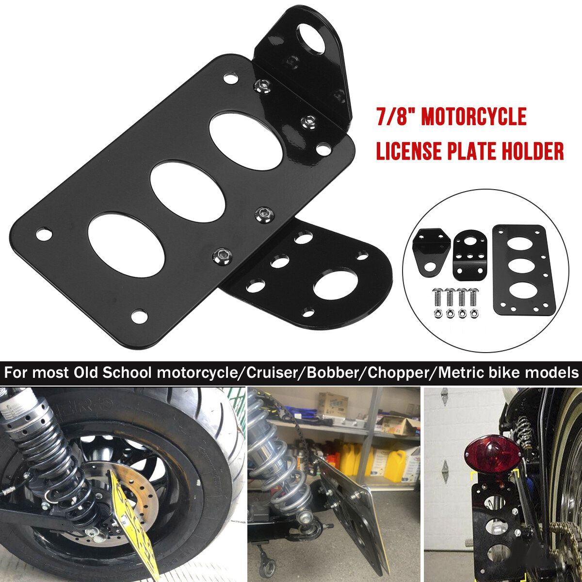 Motorcycle Side Mounted Number Plate Holder Tail Light Bracket Frame