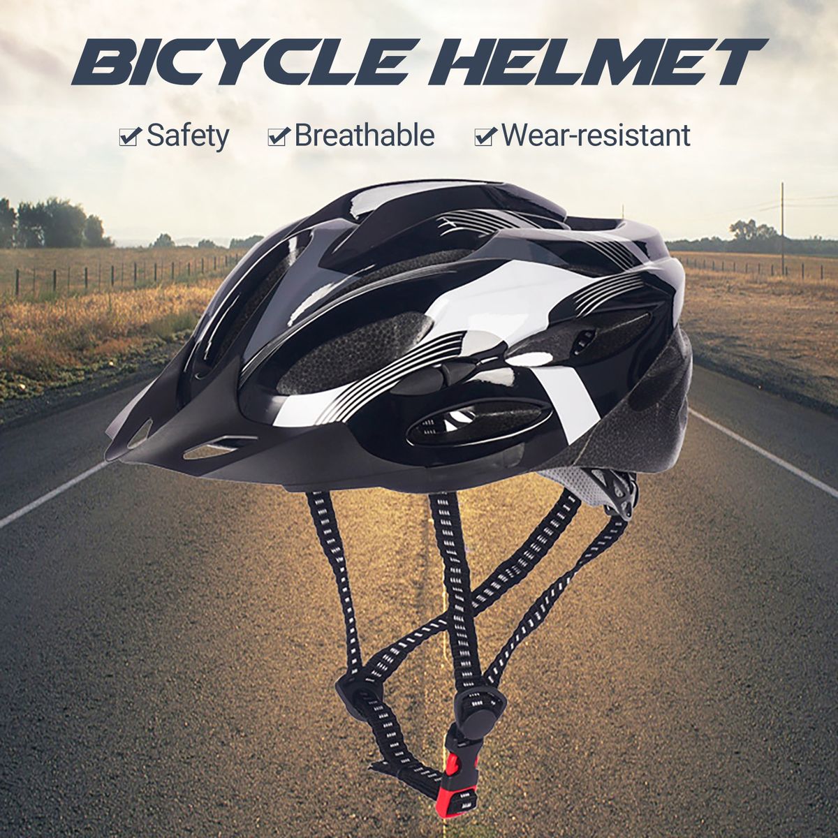 Road Bicycle Helmet Tough Buckle Bicycle Helmet Black