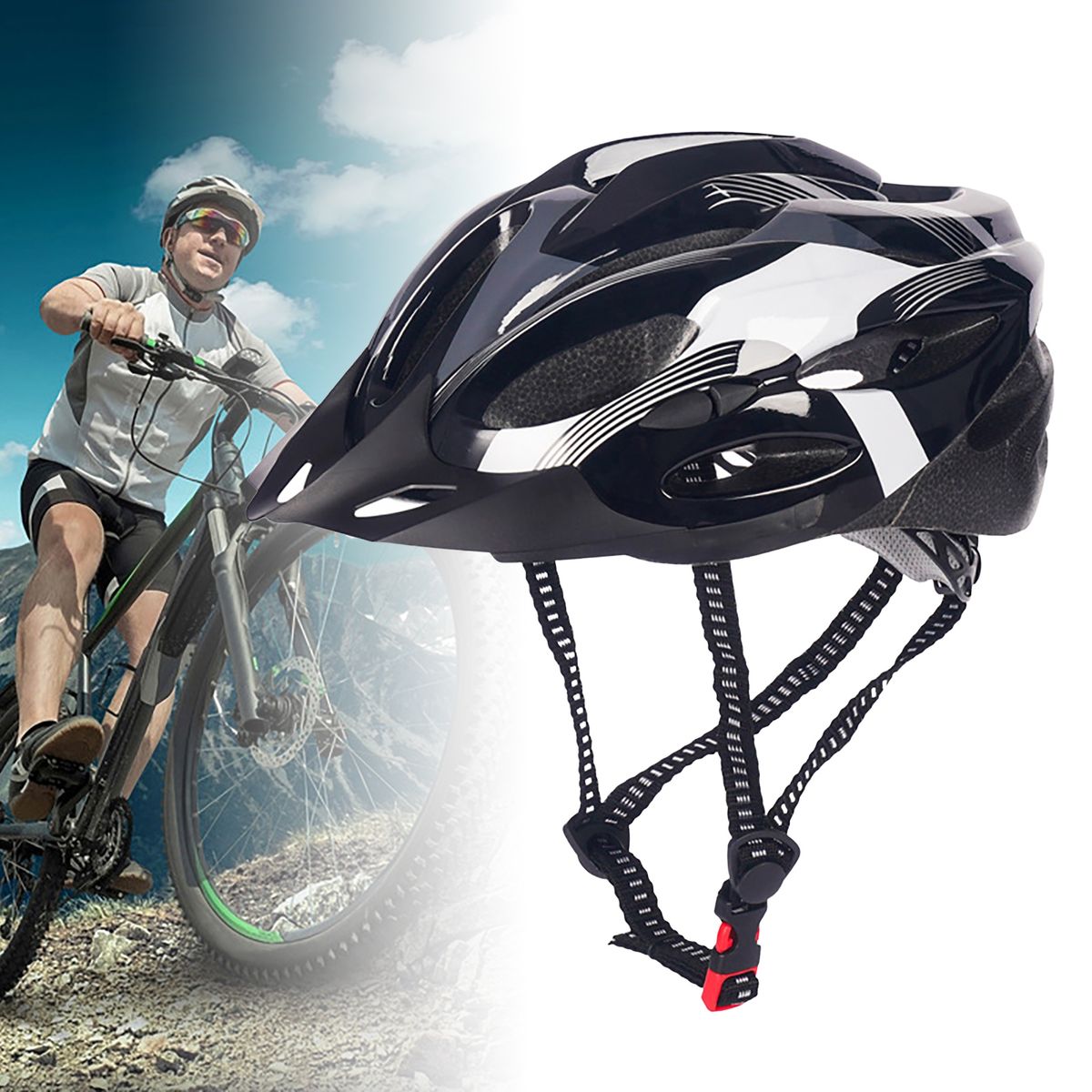 Road Bicycle Helmet Tough Buckle Bicycle Helmet Black