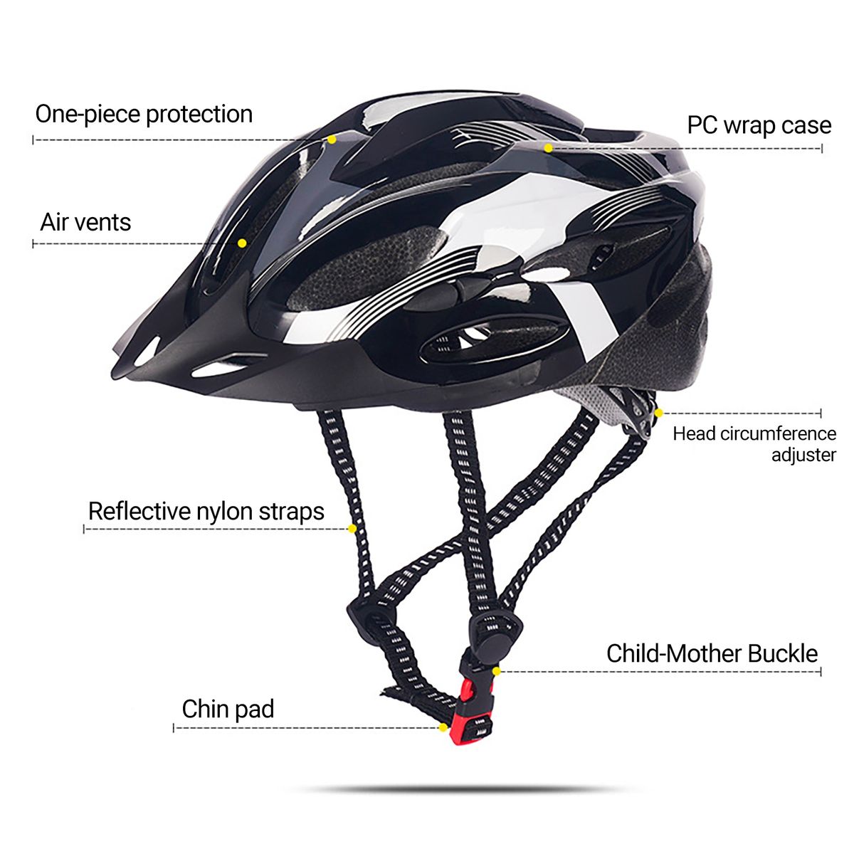 Road Bicycle Helmet Tough Buckle Bicycle Helmet Black