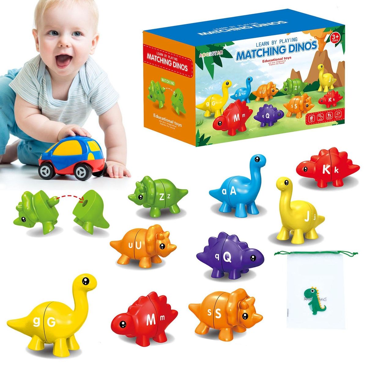 Dinosaur Matching Toy Dino-match Educational Alphabet for Toddlers