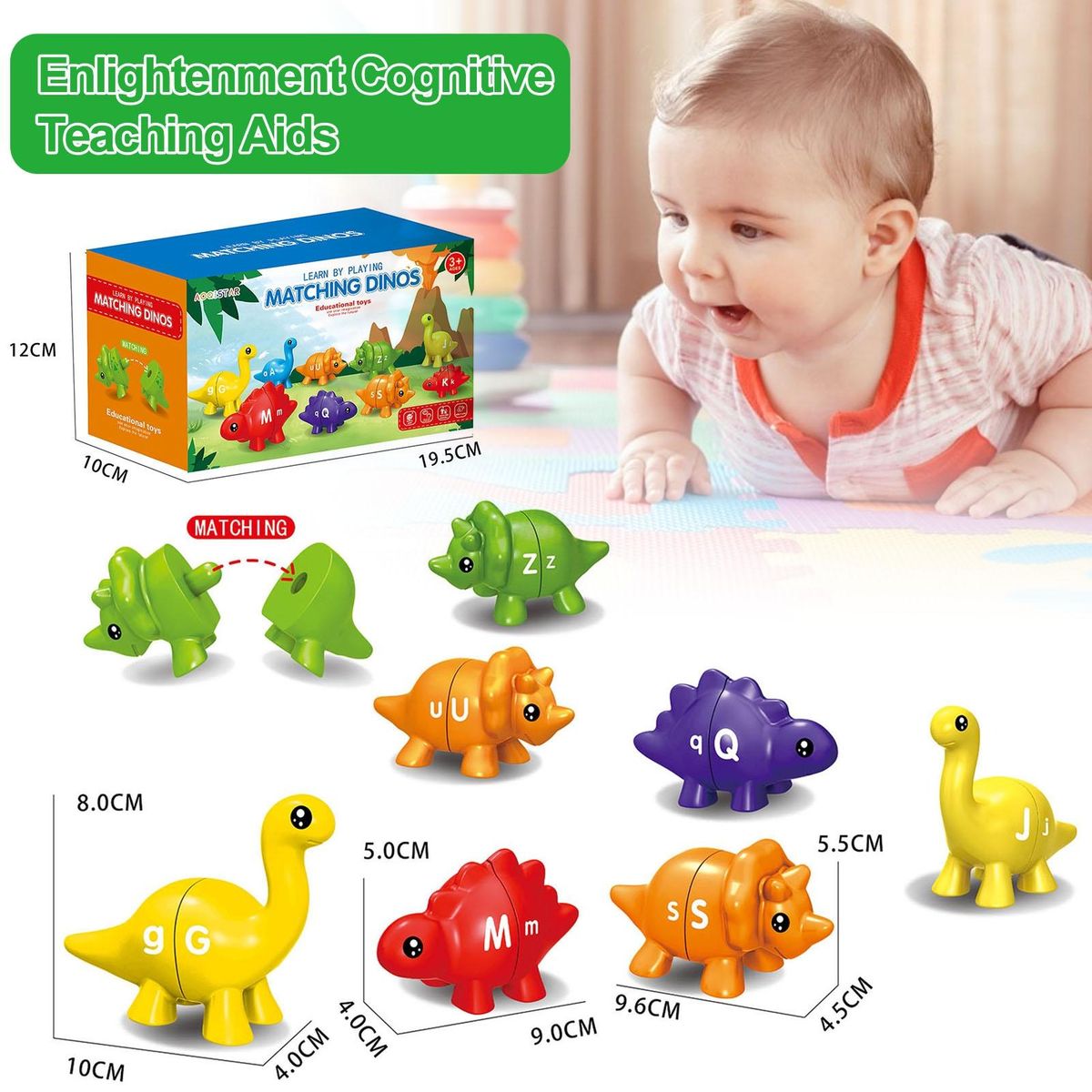 Dinosaur Matching Toy Dino-match Educational Alphabet for Toddlers