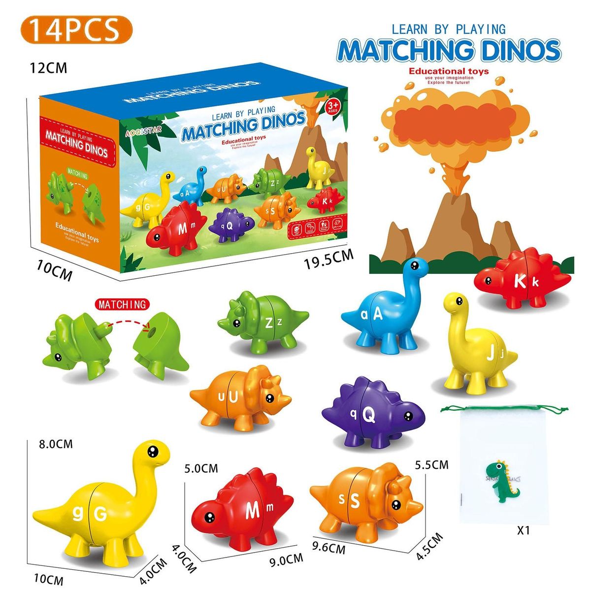 Dinosaur Matching Toy Dino-match Educational Alphabet for Toddlers