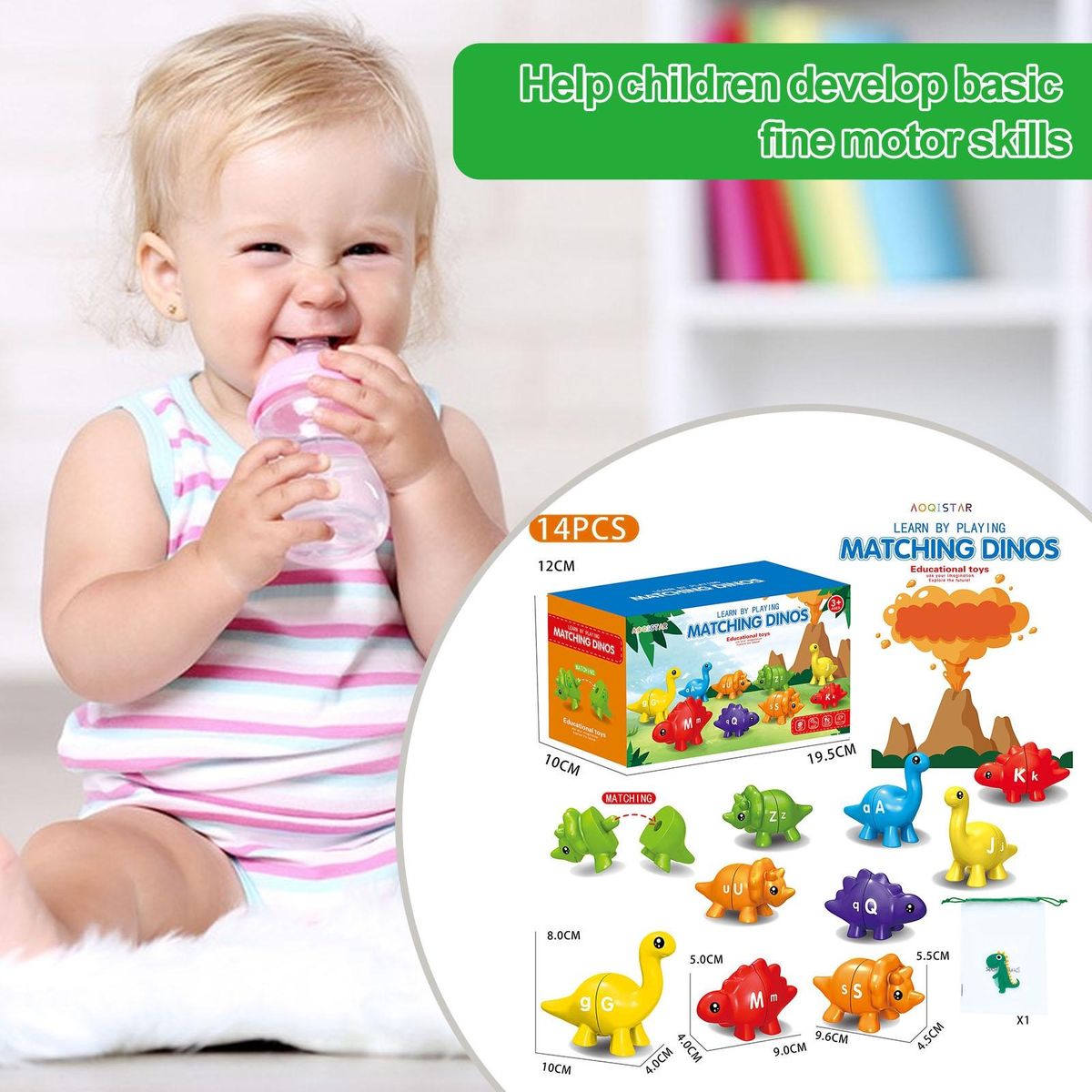Dinosaur Matching Toy Dino-match Educational Alphabet for Toddlers