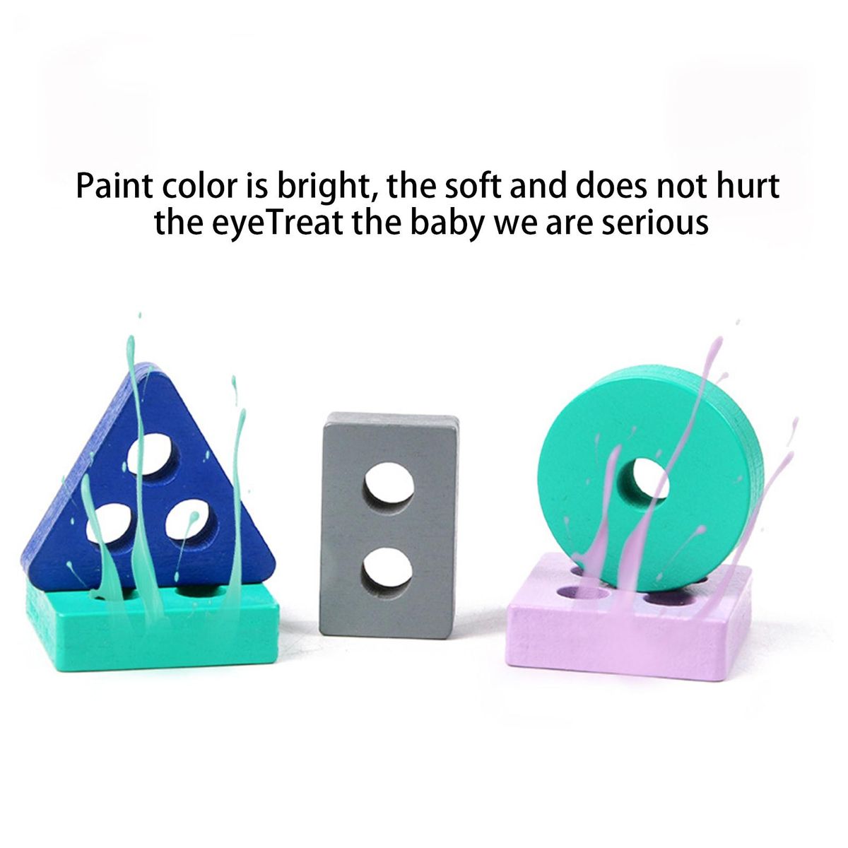 Toddler Wooden Toy Building Blocks Baby Columns Toys Multicolor