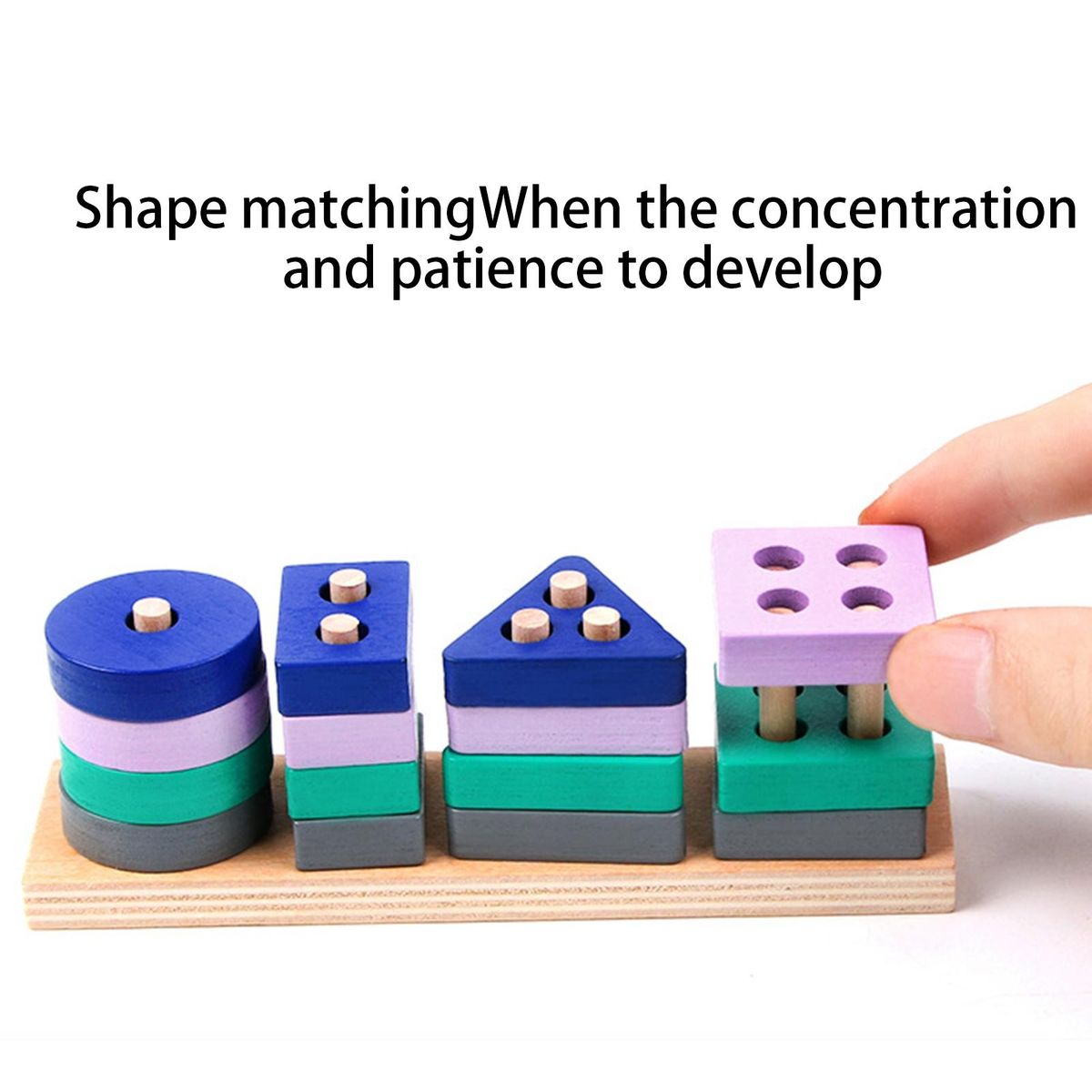 Toddler Wooden Toy Building Blocks Baby Columns Toys Multicolor