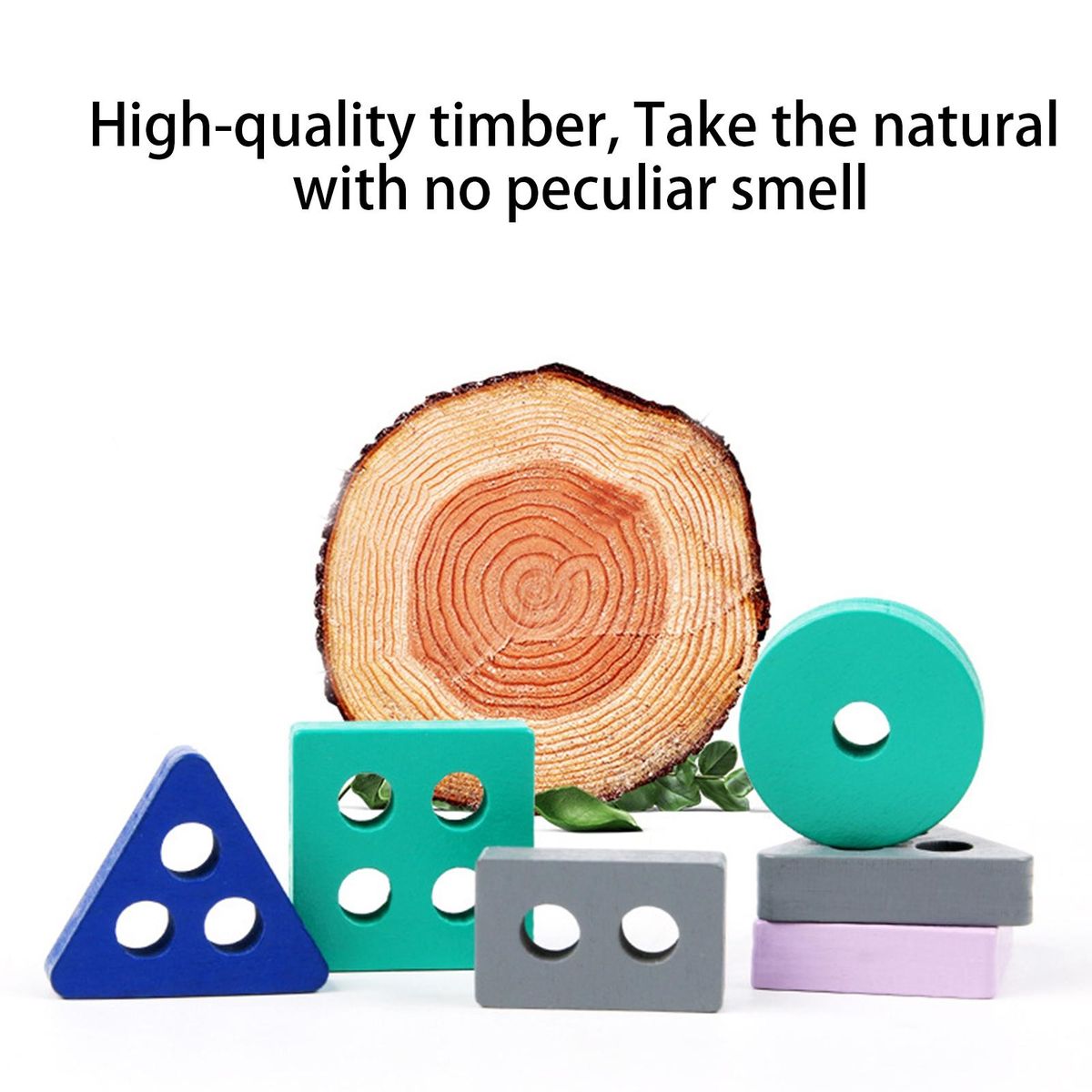 Toddler Wooden Toy Building Blocks Baby Columns Toys Multicolor