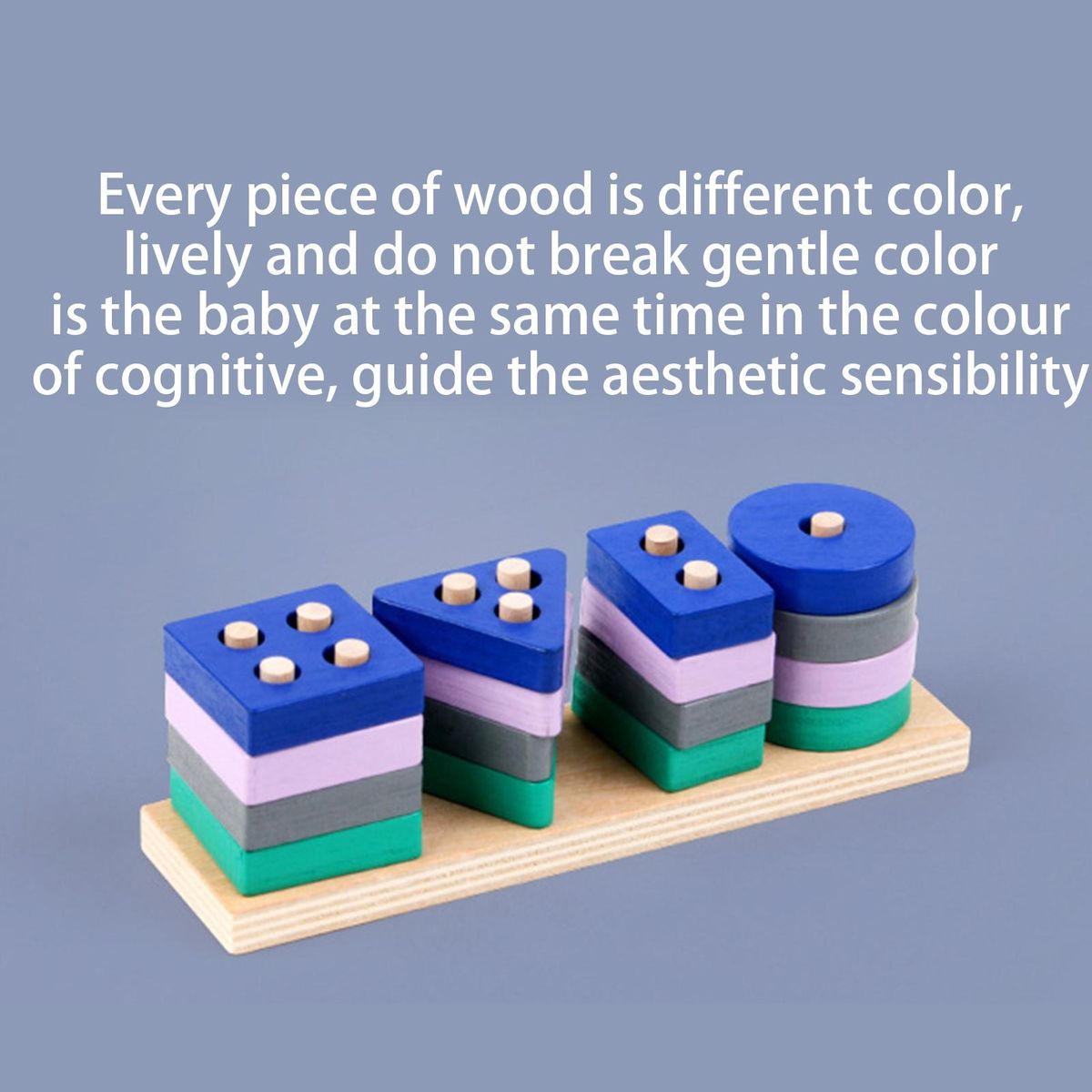 Toddler Wooden Toy Building Blocks Baby Columns Toys Multicolor