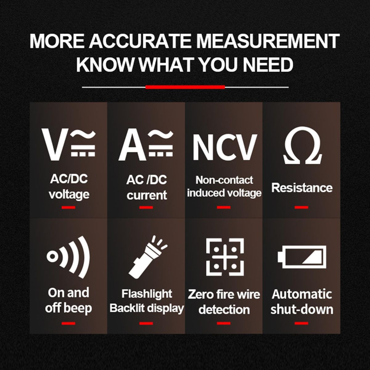ANENG M107 Smart Digital Multimeter 4000 Counts NCV Universal Meter Handheld Multifunctional Tester Voltmeter Ammeter with Backlight Flashlight AC/DC Voltage & Current Resistance Measurement Zero Fire Wire Detection