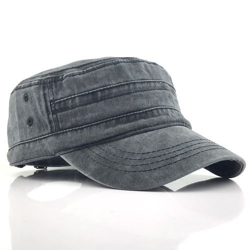 Baseball Cap Flat Top Washed Spring Summer Vintage-Black