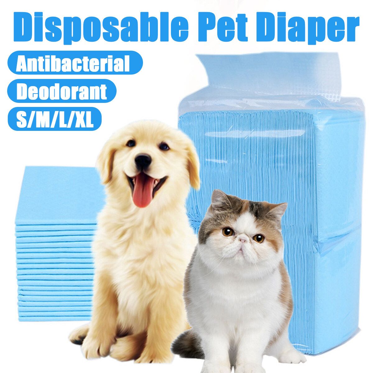 Disposable Pet Dog Diaper Puppy Cat Sanitary Physiological Nappy Pee Pad 3 Size S (100Pcs)