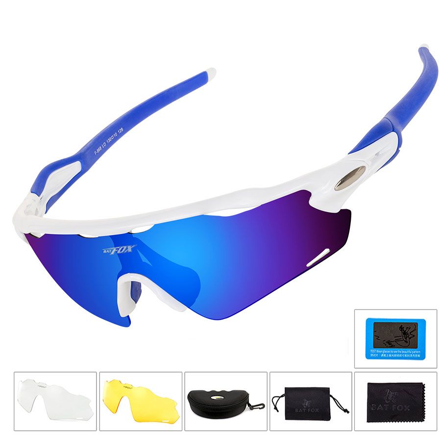 BATFOX Polarized Cycling Glasses 3 Lens Bike Sunglasses UV40