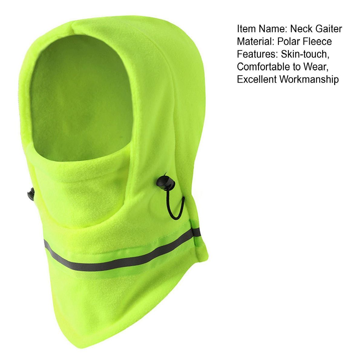 Head Neck Warmer Cold Weather Face And Neck Cover Fluorescent Green