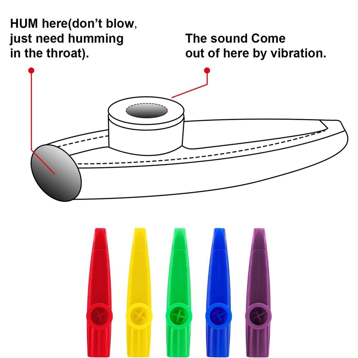 25 Pack Plastic Kazoos Musical Instruments with Kazoo Flute Diaphragms for Gift, Prize and Party Favors