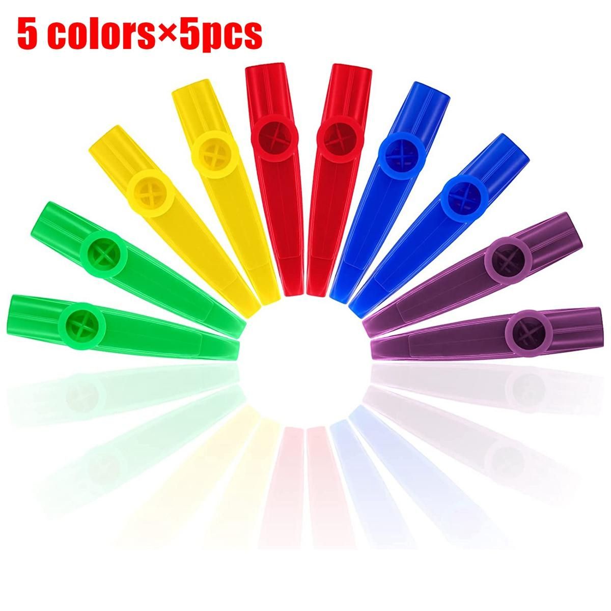 25 Pack Plastic Kazoos Musical Instruments with Kazoo Flute Diaphragms for Gift, Prize and Party Favors