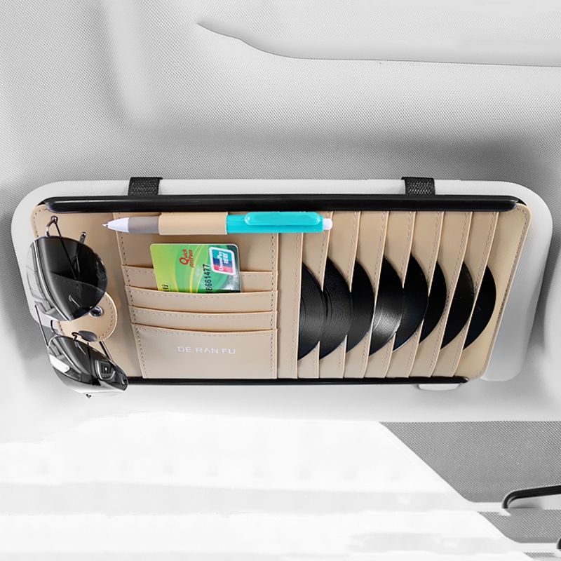DERANFU Car Sun Visor Storage CD Clip Glasses Clip(Beige)