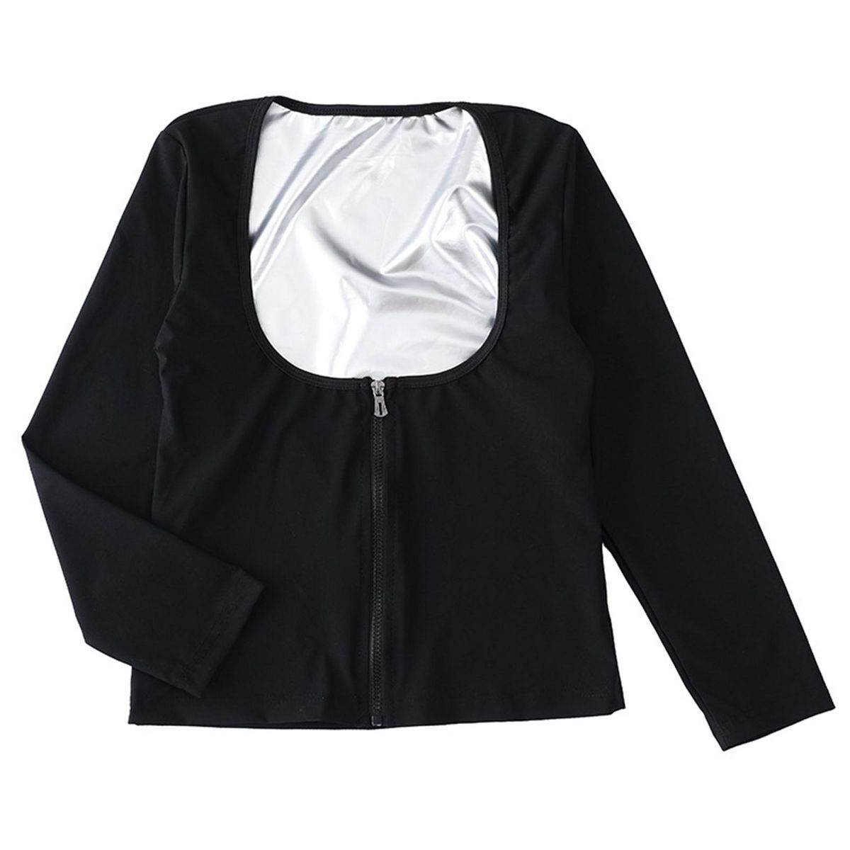 Women Sauna Suit Sweat Shaper Womens Zipper Sauna Suit for Weight Silver