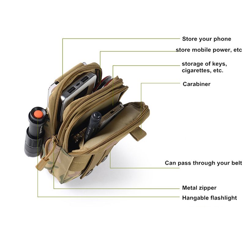 Outdoor Military Tactical Bag Waterproof Camping Waist Belt Bag Sports Army Backpack Wallet Pouch Phone Case For Travel Hiking(#Black Bag)