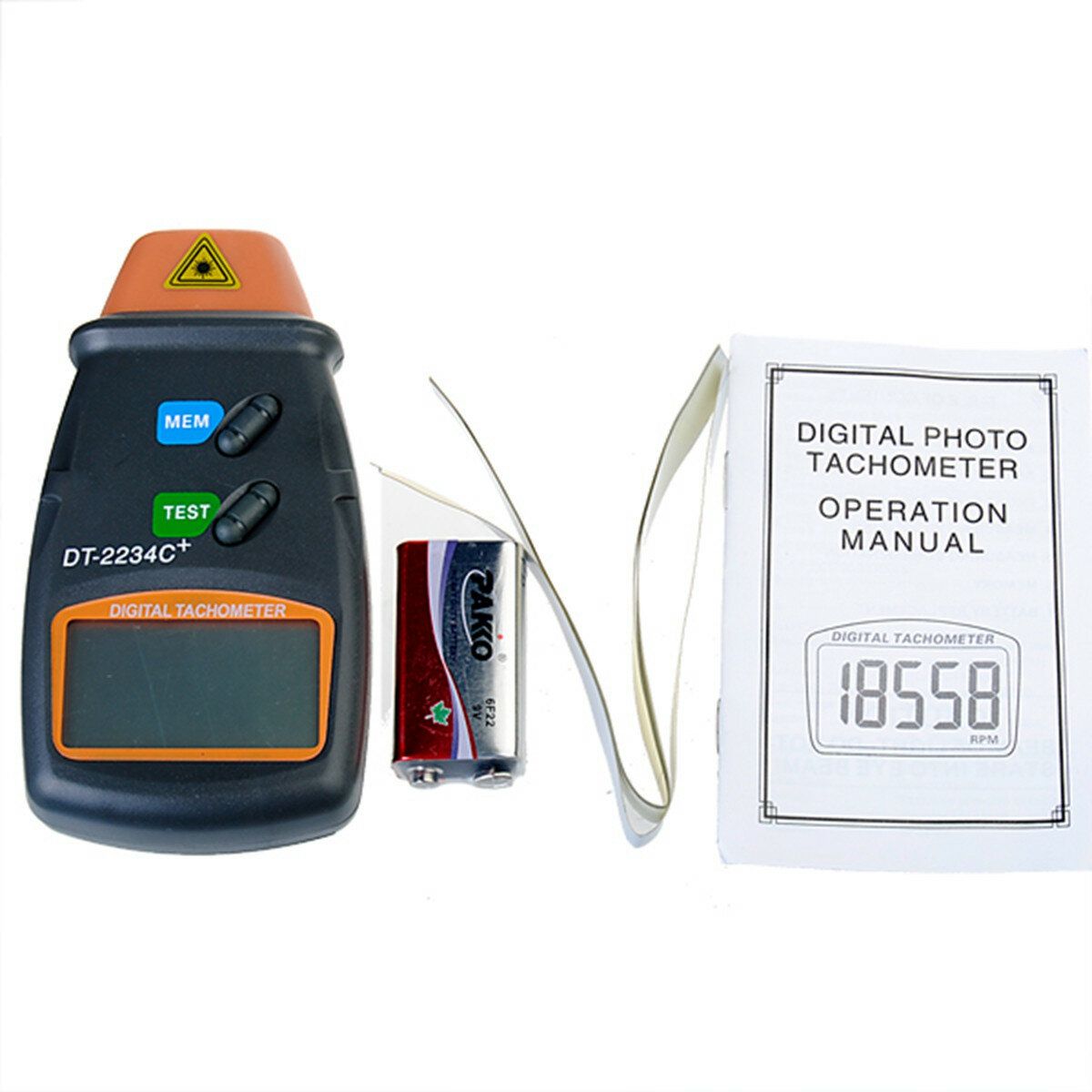 DT-2234C+ Digital Laser RPM Tachometer Non Contact