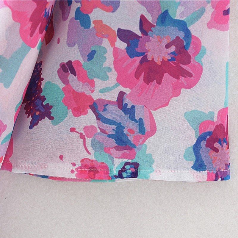 Fashion Women Summer Floral Print Cardigan Short Sleeve Thin