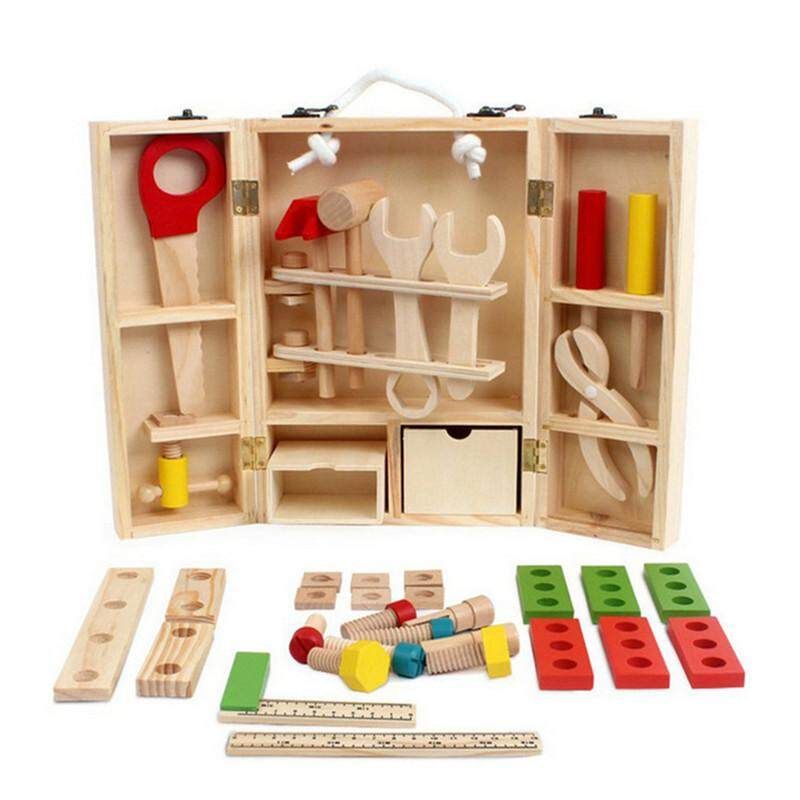 Kids Toy Tool Box Play Kit Set DIY Educational Role Play Wooden Storage Box