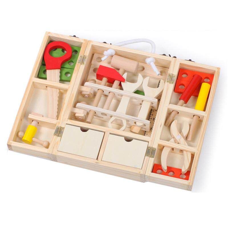 Kids Toy Tool Box Play Kit Set DIY Educational Role Play Wooden Storage Box