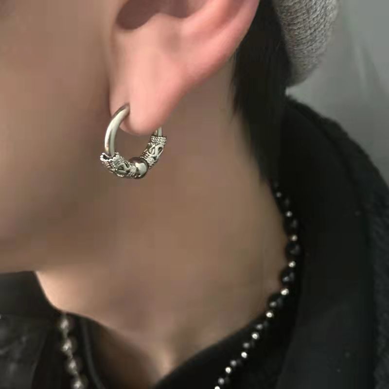 Stainless Steel Hip Hop Stud Earrings
