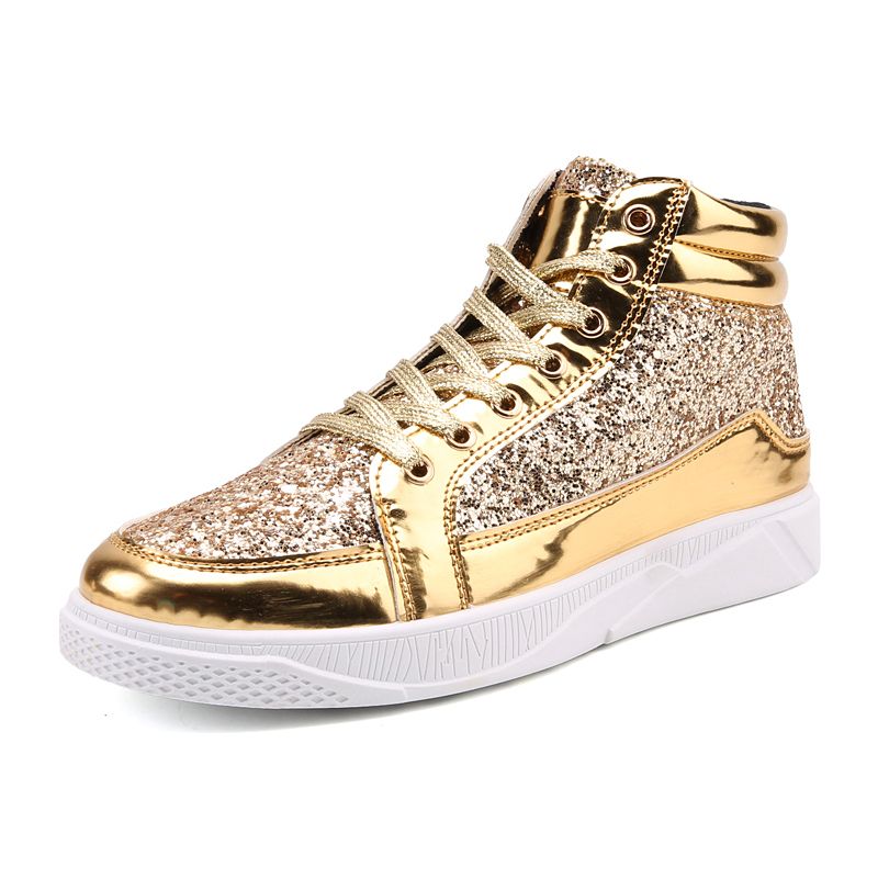 Mens Ankle Top Canvas Shoes-Gold