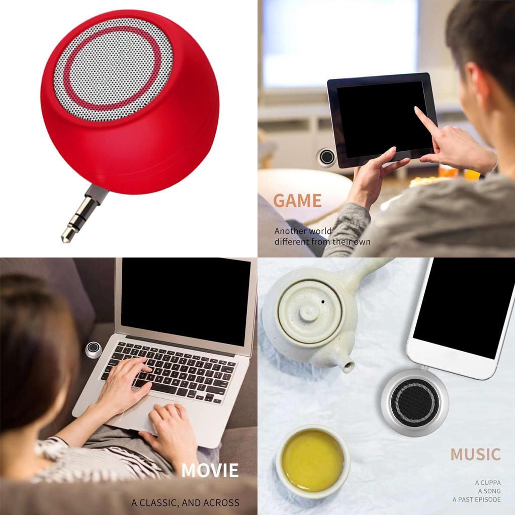 Mini Speaker 3.5mm Jack AUX Music Audio Player For Phone Notebook Red