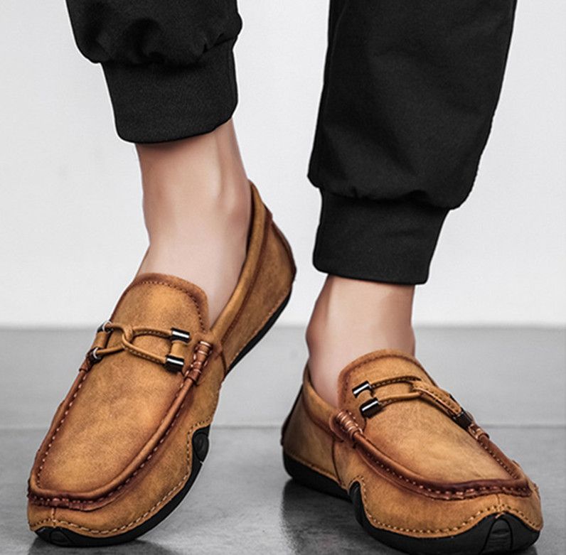 Men's Business Wedding Formal Dress Loafers & Slip-ons Leather Shoes Brown