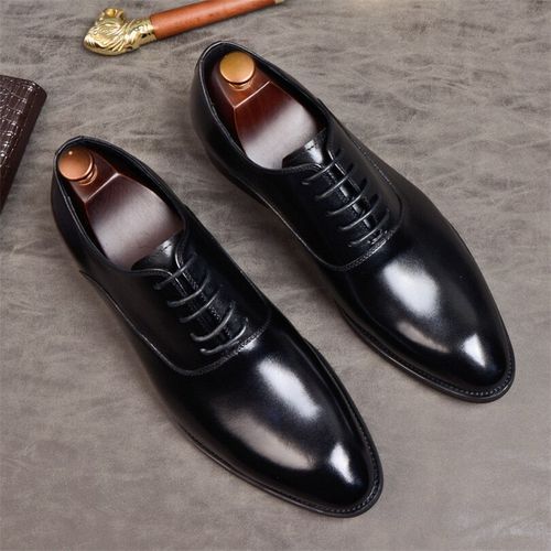 Mens Formal Shoes Genuine Leather Oxford Shoes Black For Men Italian 2021 Dress Shoes Wedding Shoes Laces Leather Brogues