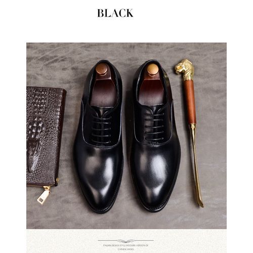 Mens Formal Shoes Genuine Leather Oxford Shoes Black For Men Italian 2021 Dress Shoes Wedding Shoes Laces Leather Brogues