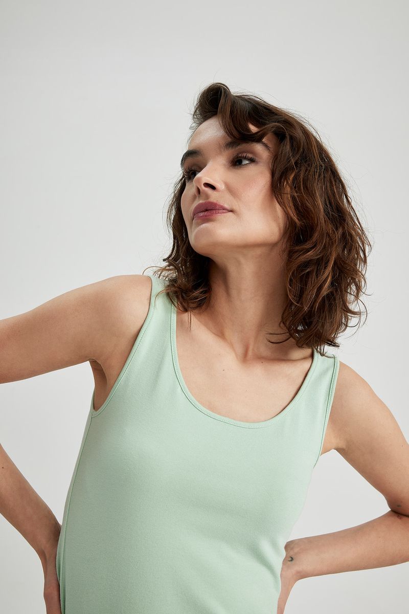 Woman Slim Fit Crew Neck Knitted Athlete - Turquoise
